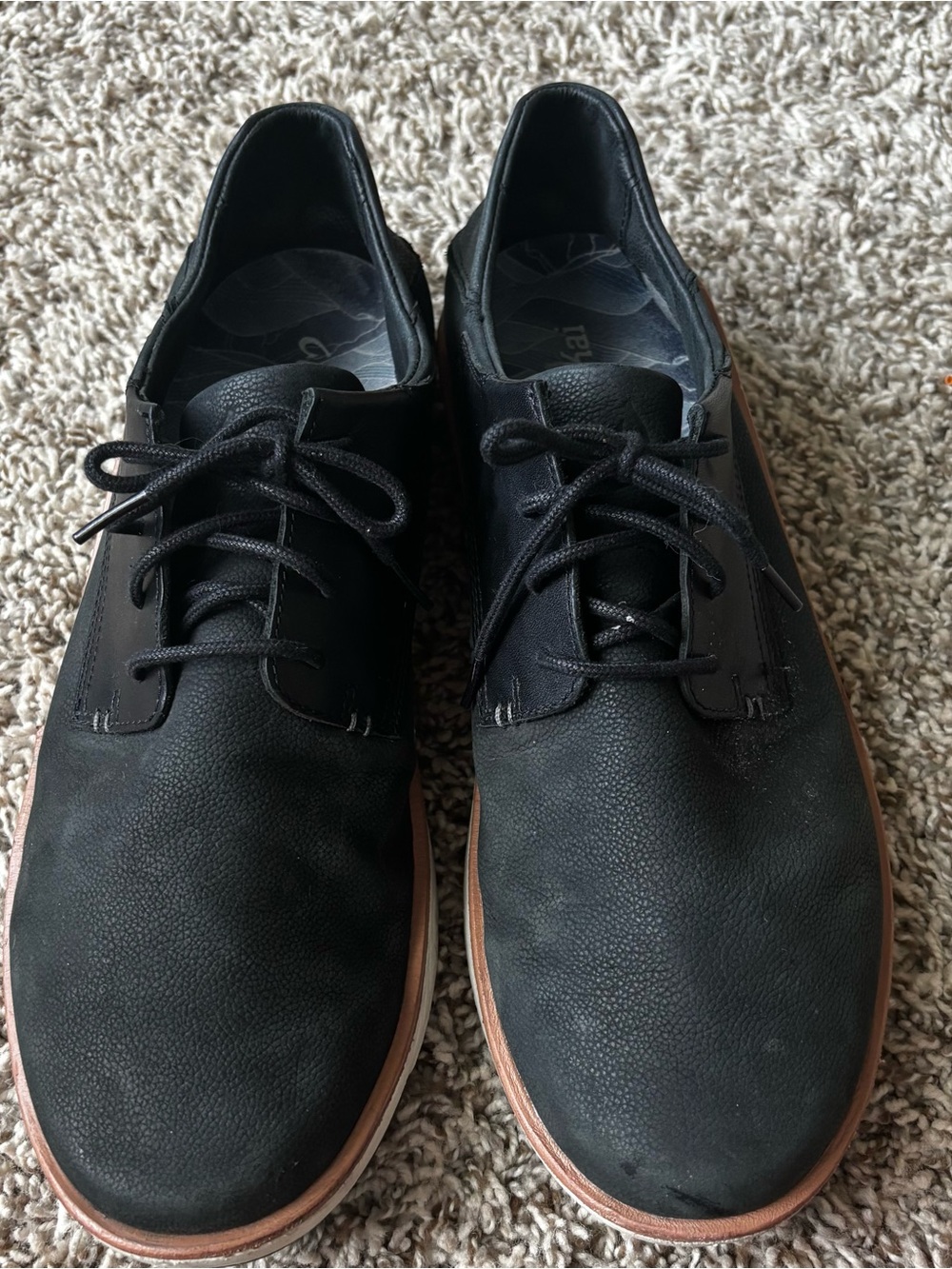 OLUKAI Men's Black Casual Leather Lace-Up Shoes kalia li sz 12